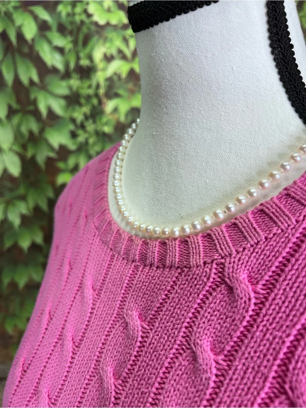 VINTAGE RALPH LAUREN Luxury Pink Cabled Preppy Polo Logo Crewneck Sweater, M - Picture 6 of 11